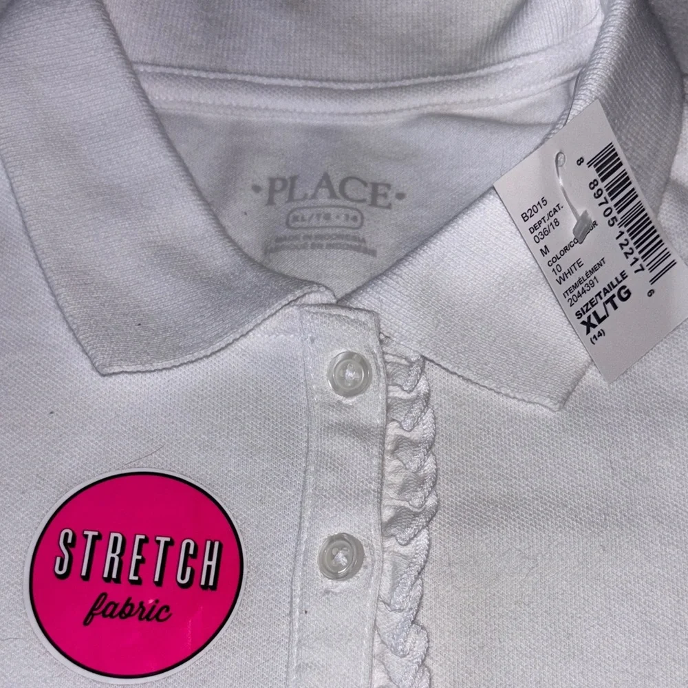 The Children's Place Uniform Shirt Classic White Polo Short Sleeves Size XL New
